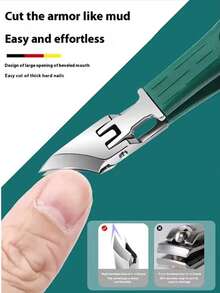 Cortauñas de 3 Piezas | Diseño de Bisel en Forma de Pico de Águila | Apertura Amplia | Alta Calidad para Manicura | Color Verde - Verde - Ver 1