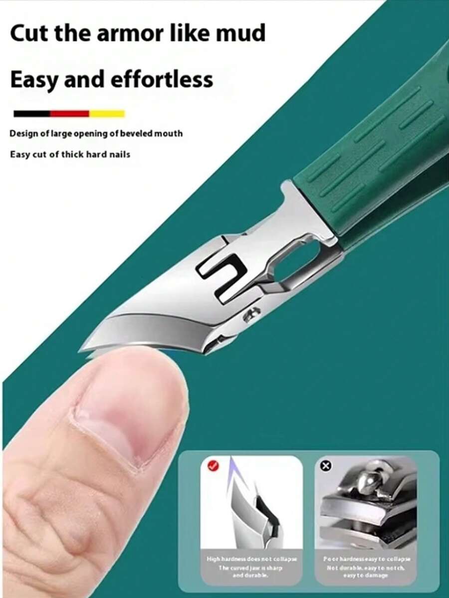 Cortauñas de 3 Piezas | Diseño de Bisel en Forma de Pico de Águila | Apertura Amplia | Alta Calidad para Manicura | Color Verde - Verde - Ver 1