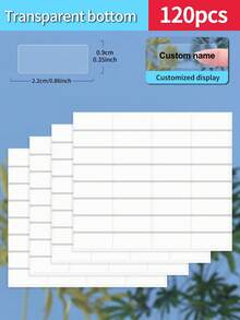 Customized 30/60/120/240/360/480pcs Transparent Waterproof Name Labels - White/Clear/Holographic/Rainbow Customized Stickers, Various Sizes Of Labels, Customizable Text,Office Decor