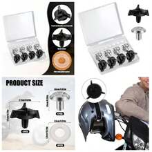8pcs Motorcycle Helmet Screws, Helmet Visor Screws With 8pcs Rubber Washers Motorcycle Helmet Accessories Black, Silver - initial - View 1