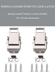 Silver,Thickened And Upgraded Version With Spring Buckles, Minimalist Style, Waterproof And Rustproof, Suitable For Home Cabinets,Suitable For Toolboxes, Wooden Boxes, And Cabinet Doors,With Installation Screws Included As A Bonus