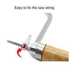 Herramienta de corte ajustable en forma de U, cortador de pan, sierra con mango de madera y 5 cuerdas de sierra manual - Beis - Ver 3