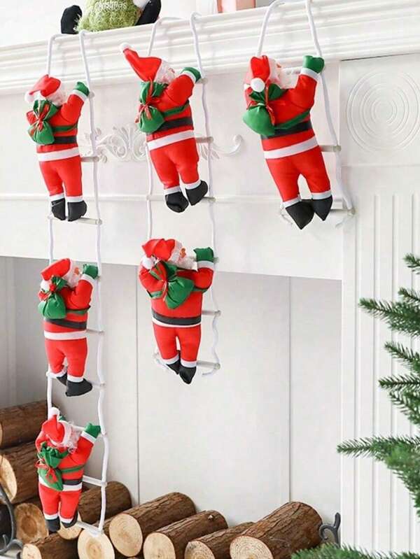 1pc Climbing Rope Santa Claus Stuffed Doll 95cm/37.4in Christmas Gift Christmas Family Arrangement Decorations,Xmas Decor,Christmas Decorations