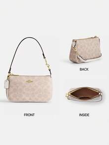Coach Nolita 19 Shoulder Bag In Signature Canvas Purse for Women Bags Vintage Underarm Bag Square Satchel Handbag Travel Elegant Bag - 沙色拼白色 - 查看 6