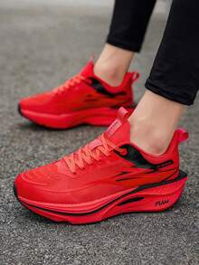 Men's Road Running Shoes - Rubber Sole Cushioned Running Shoes - Suitable For Fitness, Jogging, Casual Wear - Lace-Up Design, Dual-Use For Daily And Sports - Lightweight Shock-Absorbing Shoes, Outdoor Activities, Fashionable Style, Wear-Resistant And Non-Slip, High-Efficiency Training Shoes
