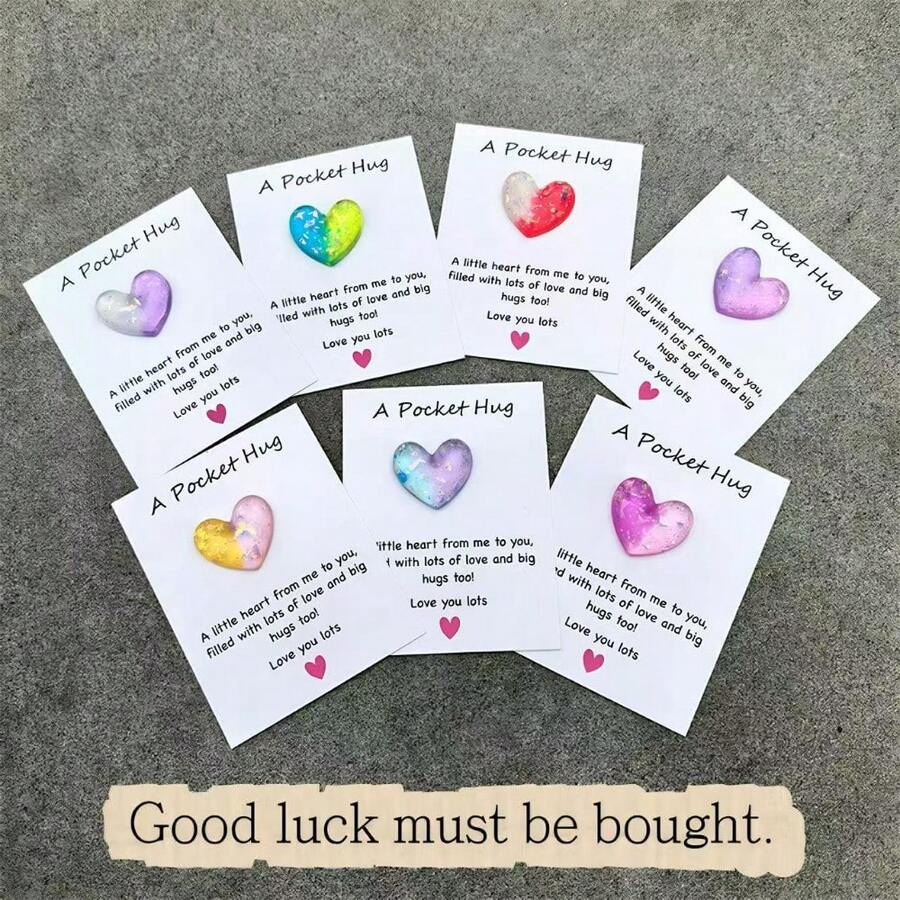 2PCS,Hot  Love Pocket Hug Pocket Hug Greeting Card Gradual Change Color Love Peach Heart Ins Creative Holiday Gift - 彩色 - 查看 1