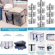 VENO Heavy Duty Moving Bags Extra Large Ornament Organizer Storage Bags With Zippers And Handles College Dorm Clothes Packing Plies Storage Box Tote Reusable Foldable -Friendly Clear 10 Pack