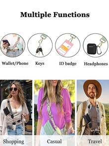 带拉链口袋的手机挂绳，手机挂绳，拯救女孩手机挂绳带钱包，防摔手机壳带拉链挂绳，钱包卡槽，可调节斜挎手机挂绳，斜挎包手机挂绳带肩带，肩背或腕背手机挂绳。送给母亲、家人、朋友的礼物，生日、节日手机挂饰，手机链 - 黑色 - 查看 6