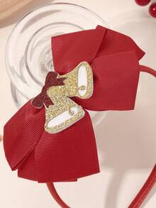 1 pieza Diadema con lazo de tela roja navideña, adorno de campana, accesorio de pelo lindo, adecuado para niñas y niños, regalo para fiesta de vacaciones
