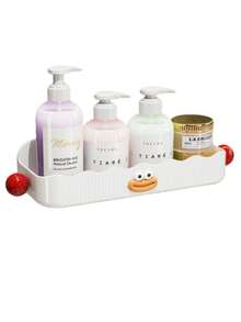 1个壁挂式浴室收纳盒，免钻孔，浴室整理架，可放置梳子、洗面奶、沐浴露等，带排水孔