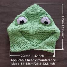 Women Hat Scarf Combo, Cute Frog Soft Warm Knit Balaclava Winter Neck Warmer Fashion Accessories - 寶藍色 - 查看 7