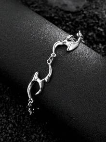 1 pieza Pulsera asimétrica de cadena de acero inoxidable de estilo hip hop para hombres