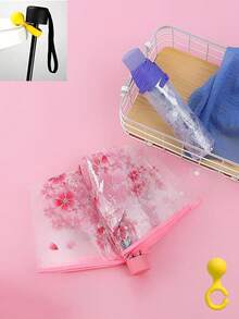 Foldable Umbrella, Convenient To Carry, Cute & Fresh, Artistic; Minimalist Sakura Transparent Umbrella; Cute Sakura Pattern Transparent Umbrella; Foldable Umbrella; Ladies' Manual Umbrella; Travel Umbrella; Travel Essential; Unisex; Sakura; Photography Prop; Umbrella; Foldable & Portable; Suitable For Weddings, Parties, Holidays And Home Decor; Artistic Design,Cute Stuff - Multicolor - View 11