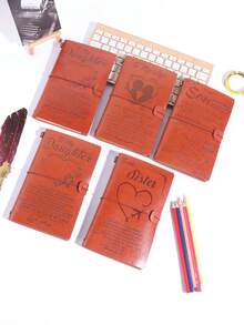 Leather Diary For Granddaughter - I Will Always Be With You, Elastic Strap Closure, Refillable Pages, Can Store ID Card, 19.5 Cm X 12 Cm, The Best Gift For Christmas, Graduation, And Birthdays, Portable Notebook