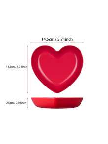 6pcs Heart-Shaped Plates, Valentine's Day Heart-Shaped Bowls, Heart-Shaped Wheat Straw Small Snack, Dessert, Salad Plates, Dinner Appetizer, Sauce, Dip Plates, Suitable For Valentine's Day, Birthday, Bridal Shower Gifts (Red) - Burgundy - View 9