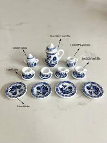 15-Piece Set Of Vintage Mini White Porcelain Tea Set (Teapot, Teacup, Saucer) Tableware, Home Model Decoration, Decoration, Perfect Birthday Valentine's Day Gift. - Multicolor - View 3