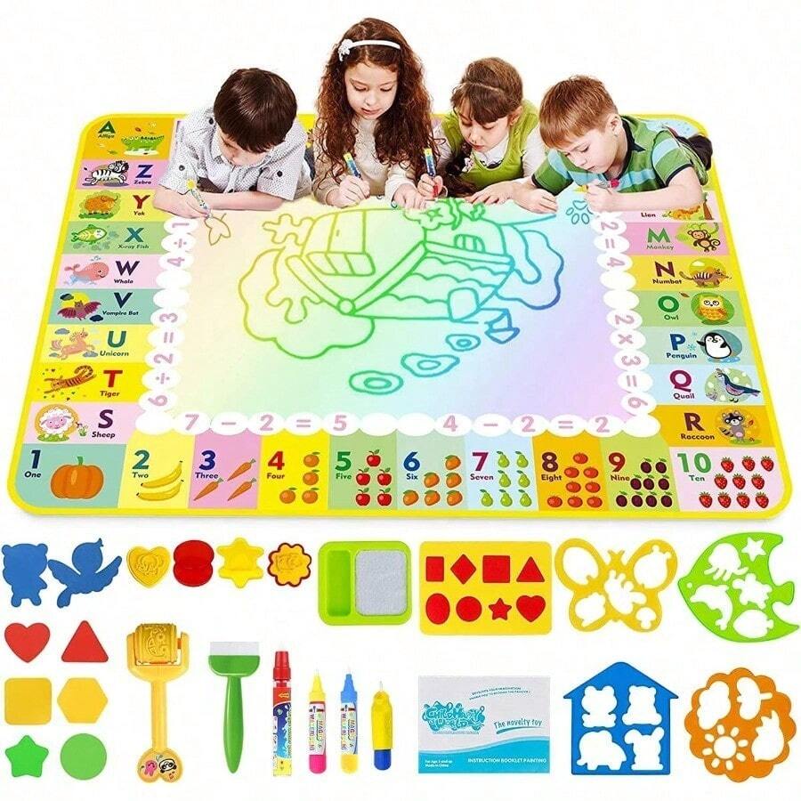 Risom - Pizarrones Magicos para Niños Tapete de Agua Dibujo Doodle Mat Grande Alfombra Manta para dibujar de 7-10 anos - amarillo - Ver 1