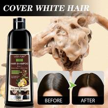 Brown Hair Dye Shampoo For Gray Hair – 10 Mins Plant-Powered Formula, Swiftly Covers Stubborn White Hair & Beard, Long-Lasting Even Shade, Nourishes Scalp & Restores Shine, Easy At-Home Hair Coloring, Unisex For Women & Men, Ideal For All Hair Types - 2pcs (棕色+棕色) - 查看 6