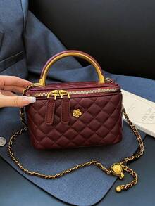 Fashionable Retro Chic Versatile High-End Women Handbag & Shoulder Bag - Burgundy - View 8