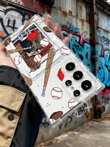 1 pieza Funda protectora, funda transparente para celular, con ranura para tarjeta, carcasa de TPU silicona resistente a golpes "Funda de teléfono con diseño de béisbol, estilo deportivo casual y clásico estadounidense, ideal para hombres y parejas, temática de juego y equipo, regalo perfecto para temporada de fiestas, compatible con Galaxy A21/A24/A25/A32/A34/A35/A54/A55, Galaxy S25/S24/S23/S22/S21 Ultra/Plus, compatible con iPhone16/15/14/13/12/11/XS/XR/X/PLUS/PRO/PROMAX, agarre cómodo, regalo de temporada para amigos, novia, novio, familia" - transparente - Ver 4