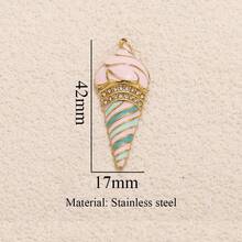 1件不锈钢时尚吊坠，玫瑰、冰淇淋、糖果、心形，DIY珠宝配件，项链耳环，不锈钢女士珠宝吊坠 - 吊墜19 - 查看 13