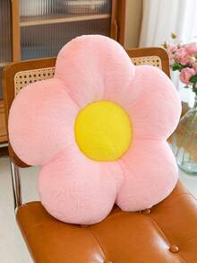 1pc Flower Design Decorative Pillow, Modern Corduroy Decorative Pillow For Home - Pink - View 7