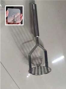 1个不锈钢土豆捣碎器；土豆捣碎器；厨房土豆捣碎器；食物捣碎工具；多功能捣碎铲；不锈钢土豆捣碎器 - 手动手持式厨房榨汁工具，适用于蔬菜、水果，无需充电 - 耐用多功能压碎器，家用和学校用品，手动手持式厨房压力工具，带符合人体工程学的手柄和防滑底座，具有高效的榨汁表面 - 彩色 - 查看 6