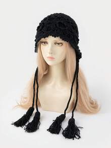 Vintage Flower Crochet Beanie Solid Color Hollow Out Breathable Knit Hats Elegant Skull Cap Beanies For Women Female