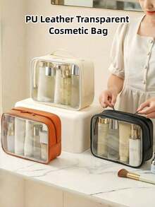 Clear Toiletry Bag, Water-Repellent PVC Makeup Bag With Zippers, Clear Toiletry Bag For Travel, Clear Makeup Case For Women, Travel Essentials