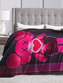 Kawss Kawaii Kaw Blanket The Ultimate Anime Fan Gift - Luxuriously Soft Flannel Blanket, Cartoon Printed Throw For Home, Camping, Travel, Perfect For Christmas & Birthdays - 黑色 - 查看 4