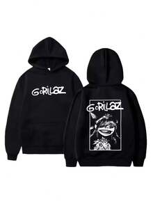 Rock Band Gorillazs Graphic Hoodie Men Women Hip Hop Gothic Punk Oversized Streetwear Man Fashion Vintage Casual Pullover Hoodies - 黑色 - 查看 1