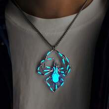 1pc Spider Street Glow-In-The-Dark Necklace, Unisex Accessory - Multicolor - View 1