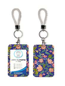 1 pieza Soporte de tarjeta con colgante de llavero, diseño de flor de color azul pavo real de ABS, personalizado, de estilo de dibujos animados, para tarjeta de estudiante, tarjeta de identificación, tarjeta de autobús, funda protectora de campus - Multicolor - Ver 10