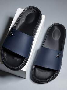 Men's Athletic Slides, Thick EVA Sole, Lightweight Casual Home & Outdoor Wear Slides, Summer Slippers For Outdoor, Beach & Casual - Blue - View 5