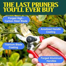 Haus Garten ClassicPRO 8.5 Professional Premium Titanium Bypass Pruning Shears Ideal For Precision Trimming In Gardens Heavy Duty Handheld Pruning Shears For Indoor And Outdoor Landscaping Durable Clippers With Smooth Cutting Action For Thick Branches And Delicate Plants - 紅色 - 查看 3