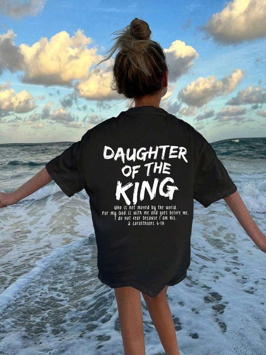 Tween Girl Casual Funny Graphic Print Round Neck Short Sleeve T-Shirt Summer Top