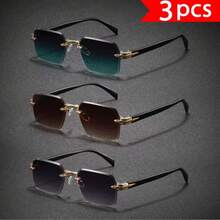 1 pezzo Occhiali senza montatura di moda retrò in tinta unita, occhiali estivi, occhiali senza montatura in metallo di alta qualità personalizzati - perfetti per vacanze, viaggi, fotografia di strada, escursionismo, feste, festival musicali, concerti e come regalo ideale - Combinazione 1 - Visualizzare 8