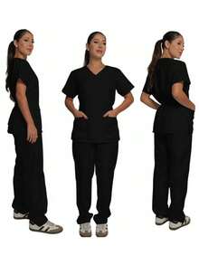 Surgical Scrub Set For Men And Women, Premium Gabardine - màu đen - Xem 1