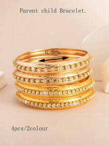 2pcs Bling Bling Elegant Glitter Palace Style Claw Chain Wide Bracelet - one-size - View 11