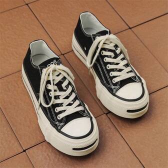 Herr Casual Canvas Sneakers, Dam Plus Size Niche Låga Canvasskor, Storlek 39-44