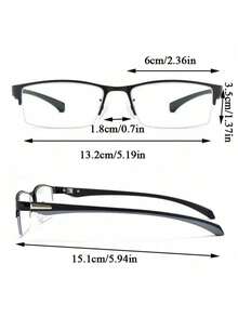 3-In-1 Progressive Multifocal Reading Glasses, Unisex, Retro TR Flexible Half-Frame Metal Hinges, Magnification +1.00 To +3.00, Suitable For HD Computer And Smartphone, High-Definition Optics - Black - View 8