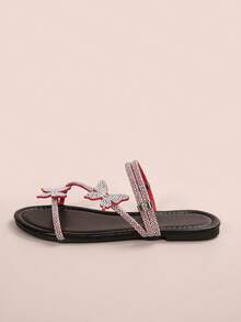 Sandal nữ quai kiểu Pháp đính đá lấp lánh, kiểu dép xỏ ngón thời trang cho mùa hè/thu, thích hợp cho hẹn hò, mua sắm, tiệc tùng, tụ họp, đi làm, công sở. - màu đen - Xem 2