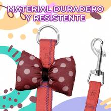 Correa Arnes Diseño Moño Mascota Pequeña Ajuste - Rojo - Ver 3