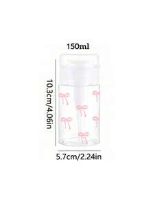 Przezroczysta butelka podróżna z nadrukiem kokardki, wielokrotnego użytku, dozownik do płynu do demakijażu, butelka z dozownikiem z pompką 3,38 uncji/6,76 uncji do zmywacza do paznokci, toniku i płynu do demakijażu, z kopułą, tylko do mycia rąk, wielokrotnego użytku, butelka do demakijażu