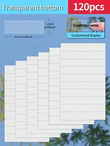 Customized 30/60/120/240/360/480pcs Transparent Waterproof Name Labels - White/Clear/Holographic/Rainbow Customized Stickers, Various Sizes Of Labels, Customizable Text,Office Decor