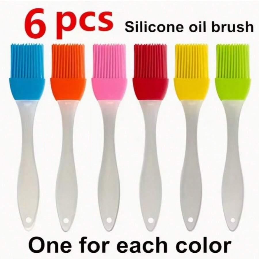 1pc/6pcs Silicone Basting Brush, Home Baking Brush, Outdoor BBQ Brush, Kitchen Accessories Tool, DIY Baking Tool Cream Brush, For Home Baking And Grilling, Bread Pancake Silicone Brush, Home Kitchen Tool, Silicone Brush, Oil Brush, Cookware, Kitchen Gadgets, Kitchen Utensils, Baking Tools