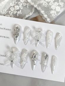 1 Set Aurora Color Teardrop Shell Nail Stickers, Exquisite Elegant, Pure Beauty, Handcrafted Classic. Lightweight Luxury, Versatile And Practical, Suitable For Parties, Birthdays, Gatherings And Various Occasions. Nails - Multicolor - View 11