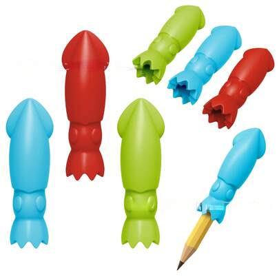 1/3/5个装鱿鱼形铅笔帽，通用铅笔尖保护套，学生防咬铅笔套，硅胶铅笔帽