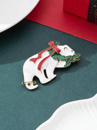 1枚可爱北极熊造型胸针，优雅简约设计