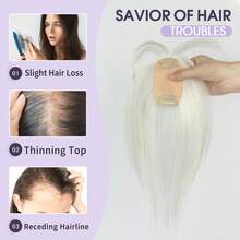 5x9cm Human Hair Topper Hair Piece Top Base Middle Part With Bangs 9 Colors Available For Women Hair Loss Or Bangs HairStyle, Easy To Install, Lightweight, Suitable For Daily Use, Dates, Parties, And Various Holidays. Highlight Your Beauty - SA02 - 查看 6